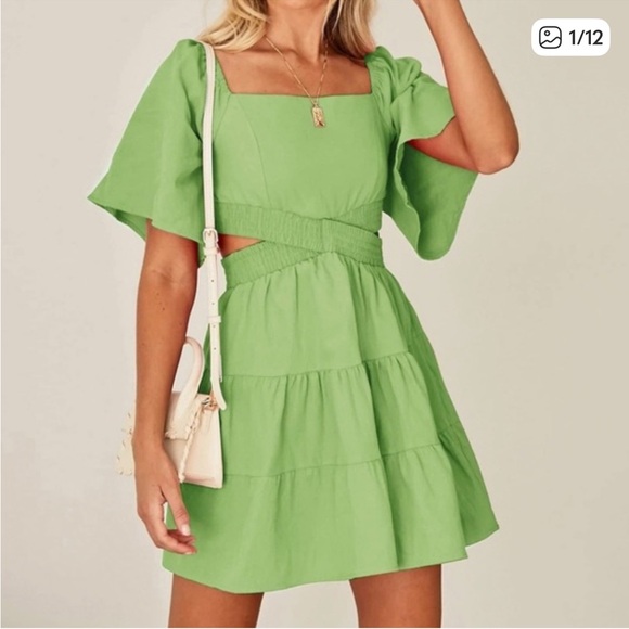 Shy Velvet green cutout summer dress - Picture 1 of 9